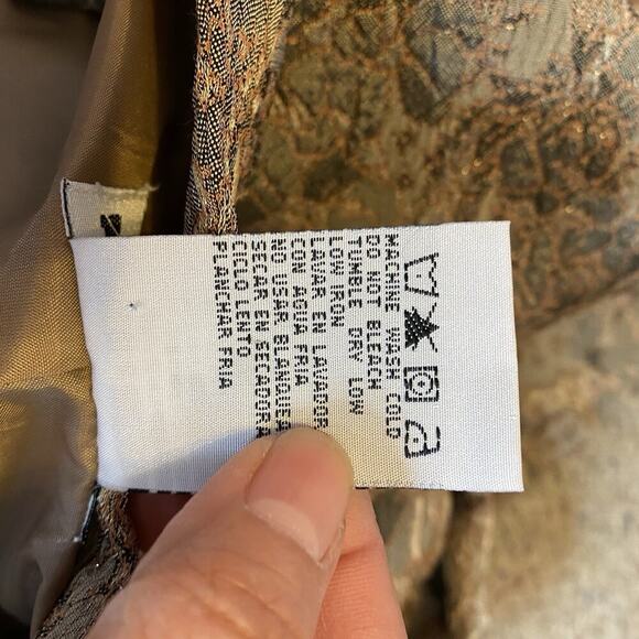 Vintage Perceptions Women 14 Formal Jack Beige Gold Floral Textured Rockabilly - Picture 5 of 8